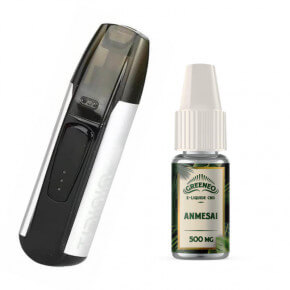 Kit CBD Minifit Justfog + Anmesai Greeneo 10ml - Argent