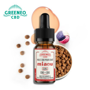 Miaou Huile CBD+CBG pour chat Greeneo 10ml