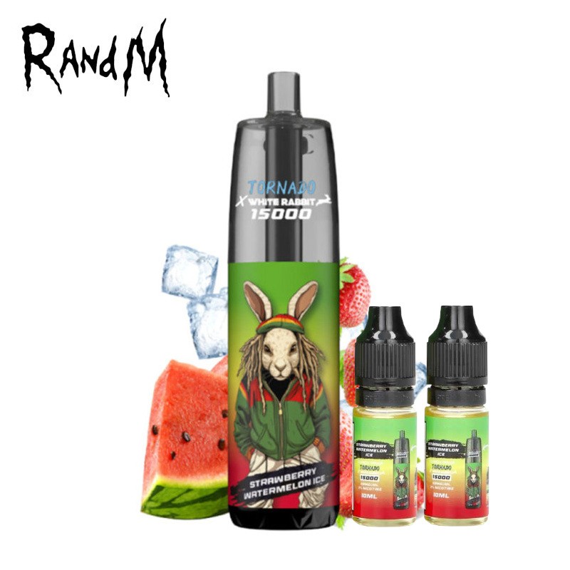 Kit Puff Tornado 15000 Strawberry Watermelon Ice White Rabbit Randm