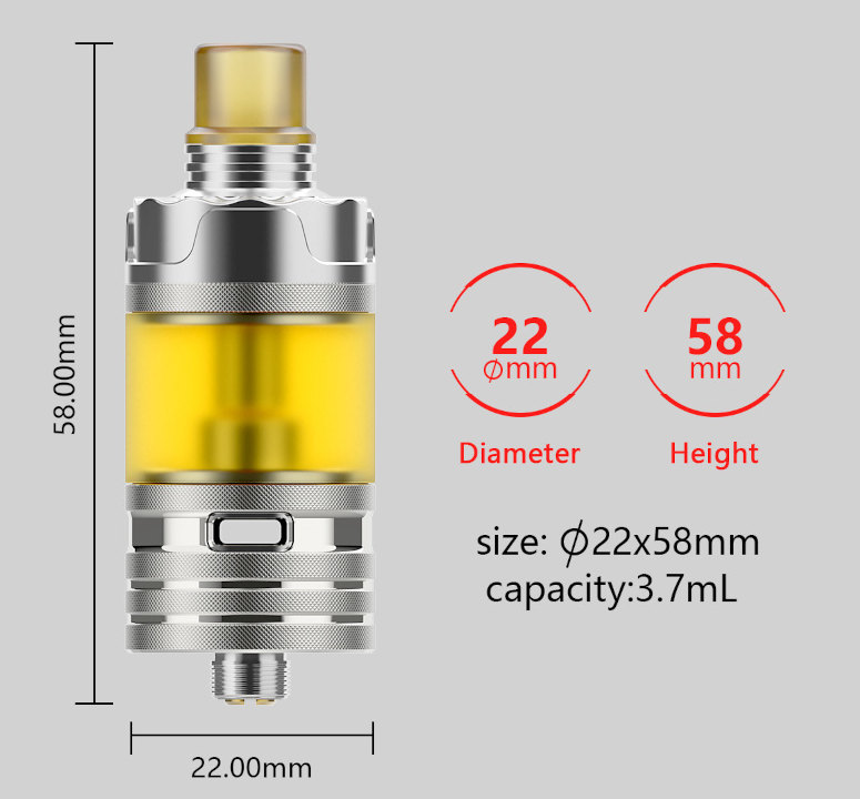 Precisio GT RTA BD Vape dimensions