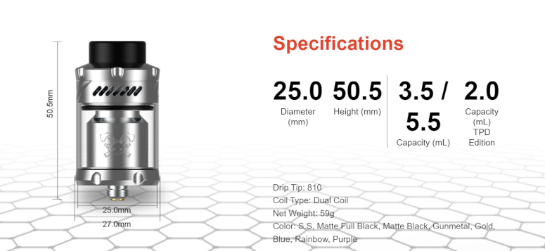 Dead Rabbit V3 RTA Hellvape caractéristiques