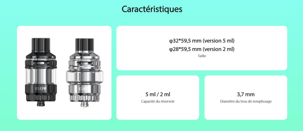 Clearomiseur Melo 6 Eleaf caractéristiques