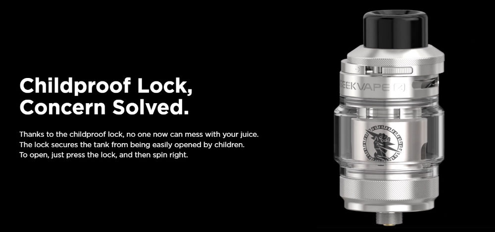 clearomiseur zeus sub ohm se 2022 geek vape sécurité enfant