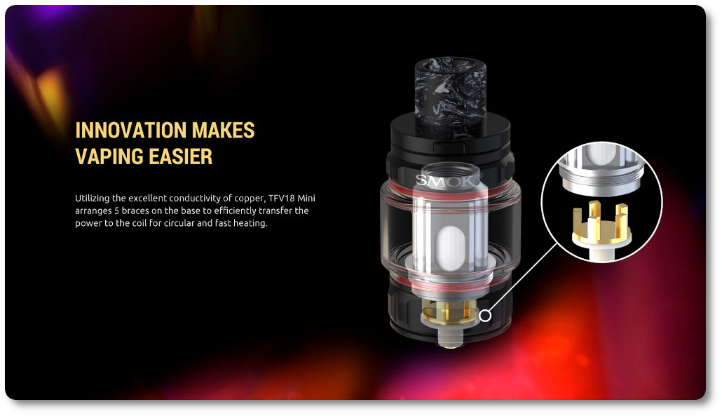 Clearomiseur TFV18 28mm Smok changement résistance