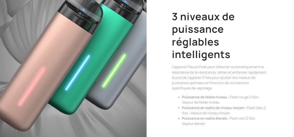 Kit Pod Flexus Peak 1000mAh Aspire puissance réglable