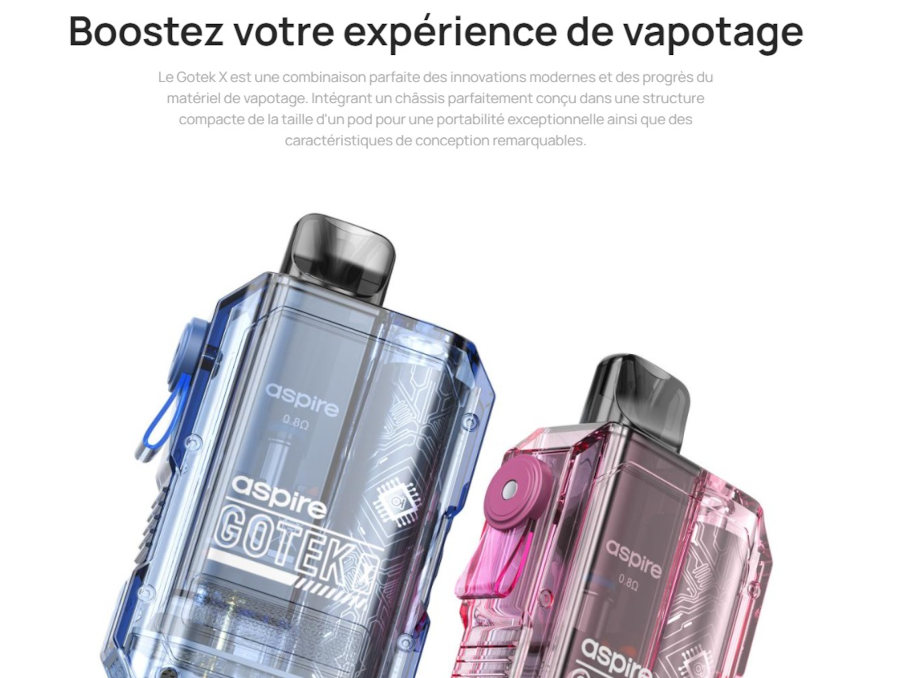 Kit Gotek X 650mAh Aspire enclenchement à l'inhalation