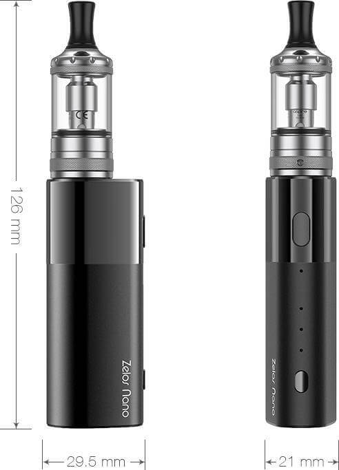 Aspire - Kit Zelos Nano 1600mAh dimensions