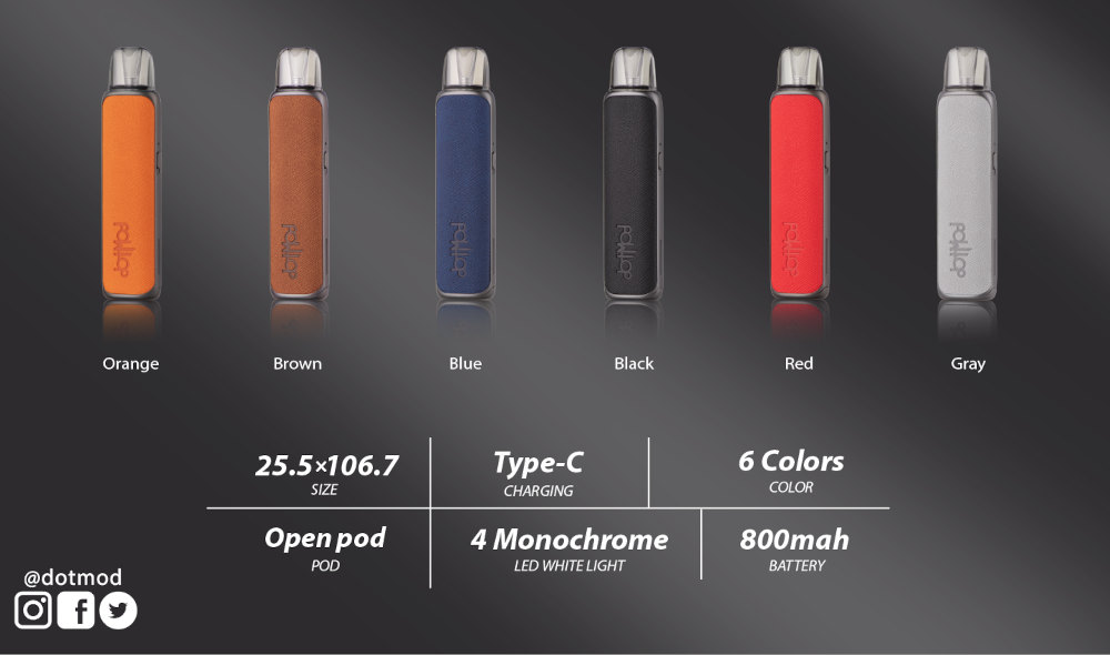 Kit dotPod S 800mAh Dotmod ccaractéristiques