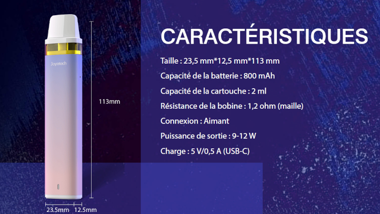 Kit Pod Widewick 800mAh Joyetech caractéristiques