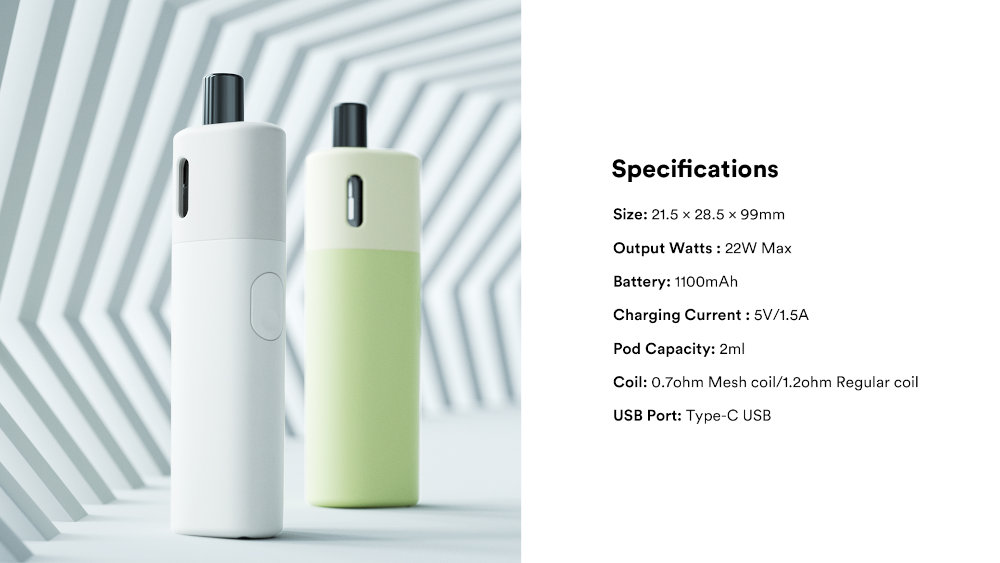 Kit Pod Avocado Baby 1100mAh Vaptio caractéristiques