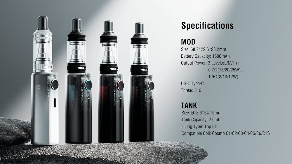 Kit Pod Cosmo Nebula 1500mAh Vaptio caractéristiques