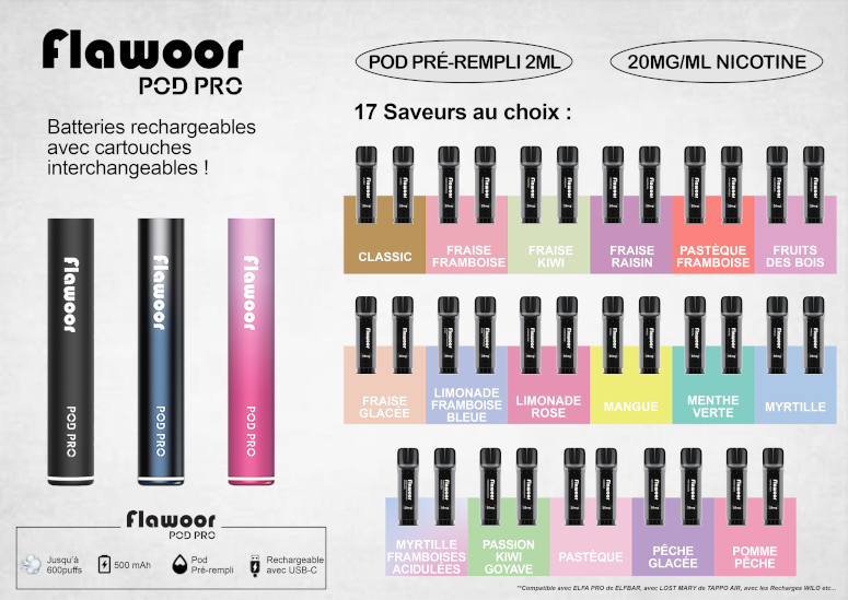 saveurs cartouches pod pro Flawoor